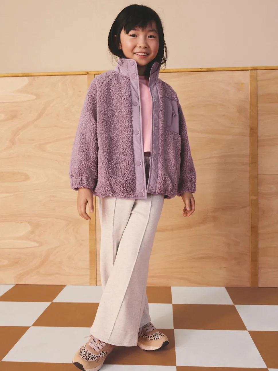 Lilac Purple Button Up Fleece Jacket (3-16yrs)