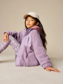 Lilac Purple Button Up Fleece Jacket (3-16yrs)