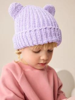 Lilac Purple 3D Ear Beanie (3mths-10yrs)
