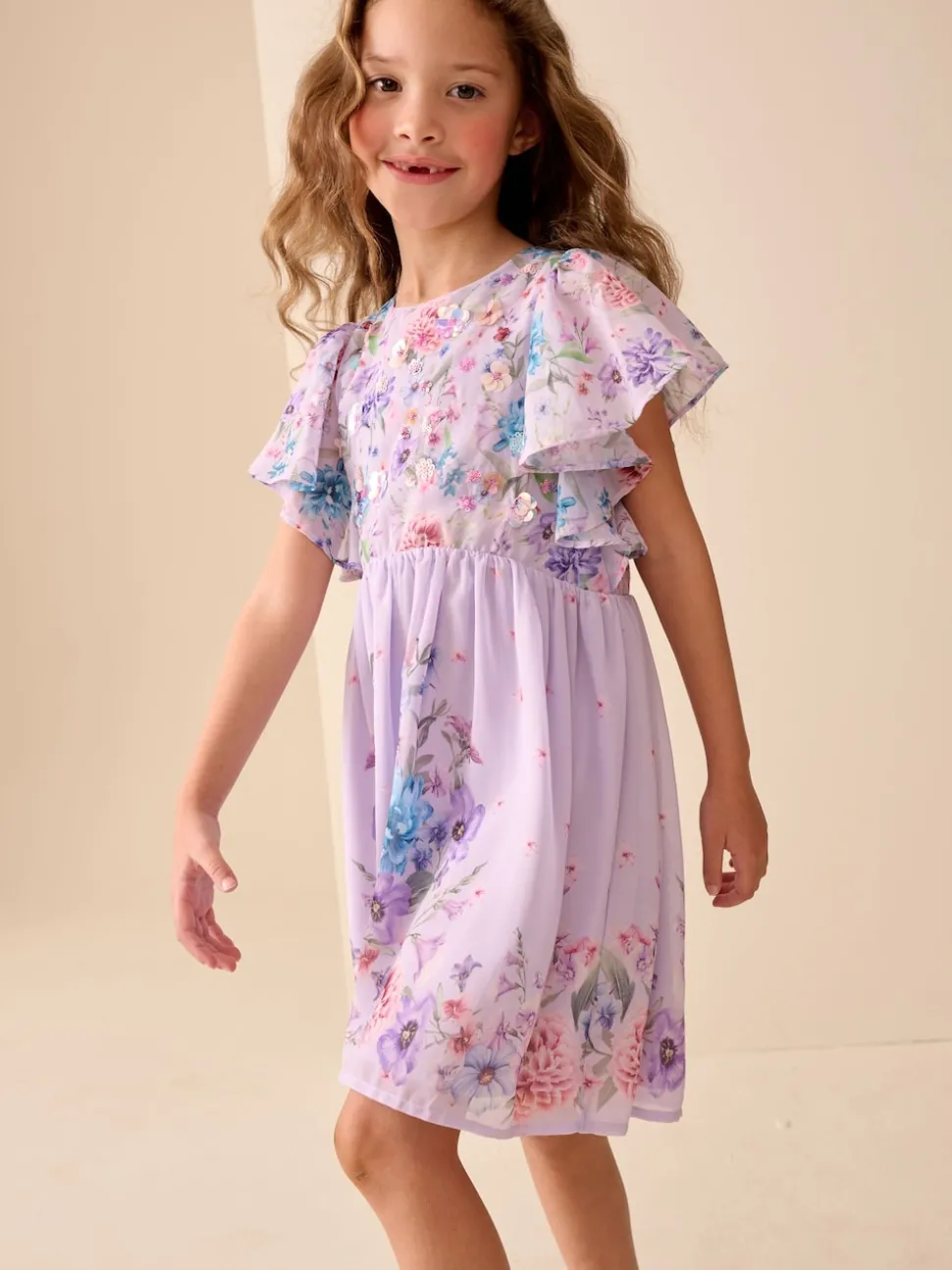 Lilac Purple Embellished Occasion Dress (3-16yrs)