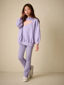 Lilac Purple Sweatshirt and Flare Leggings Set (3-16yrs)