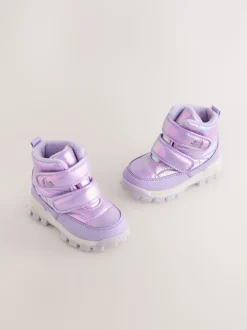 Lilac Purple Waterproof Touch Fastening Quilted Boots
