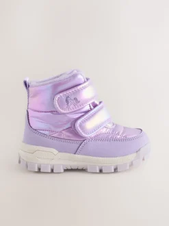 Lilac Purple Waterproof Touch Fastening Quilted Boots