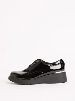 Lipsy Black Heel Clip Wedge Brogue School Shoes