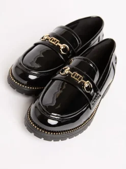 Lipsy Black Patent Snaffle Detail School Loafer Shoes