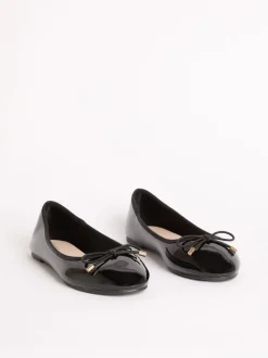 Lipsy Black Standard Fit (F) Patent Slip On Ballerina School Shoes