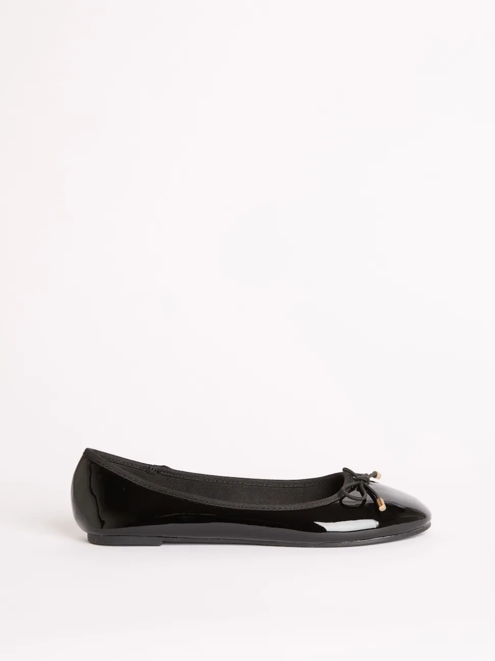 Lipsy Black Standard Fit (F) Patent Slip On Ballerina School Shoes