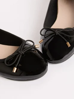 Lipsy Black Standard Fit (F) Patent Slip On Ballerina School Shoes