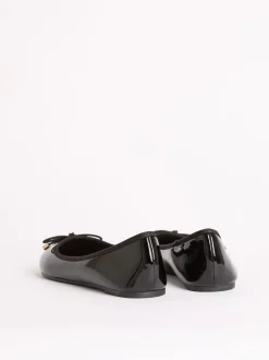Lipsy Black Standard Fit (F) Patent Slip On Ballerina School Shoes