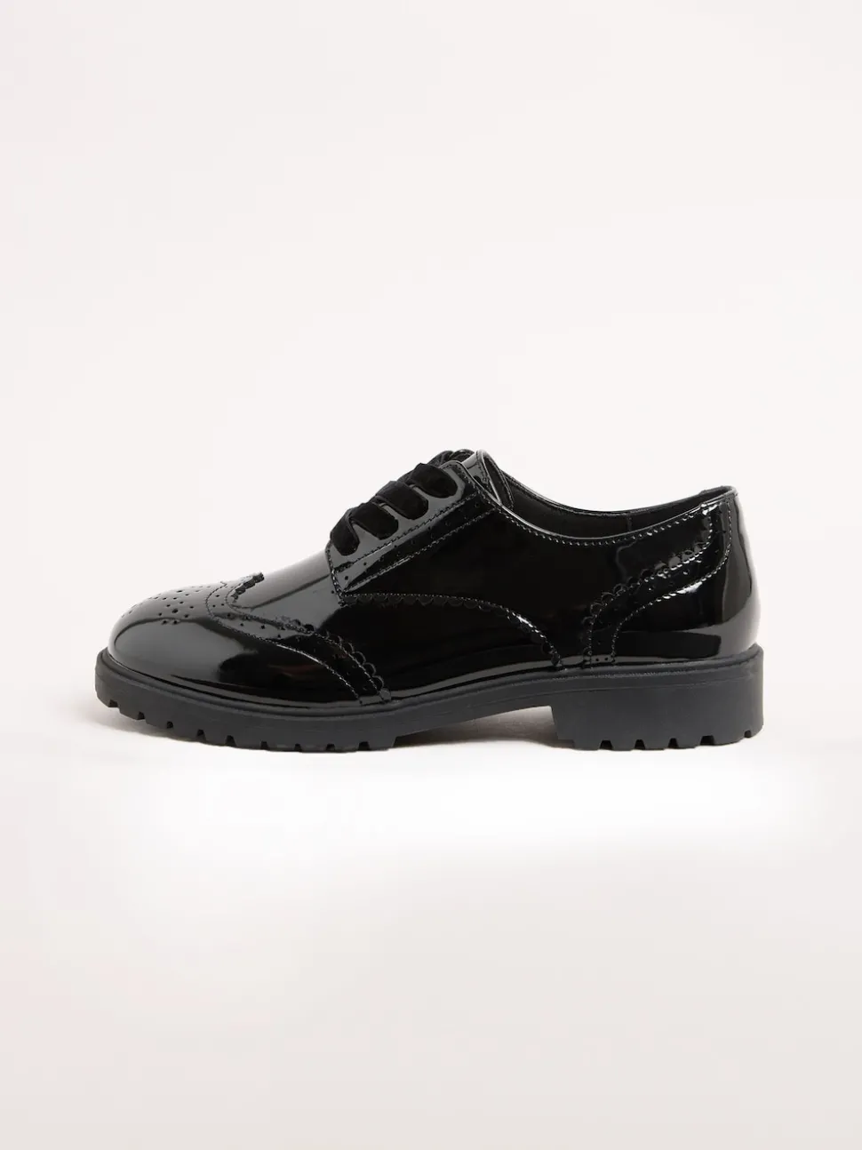 Lipsy Black Standard Fit (F) Clean Lace Up Chunky Brogue School Shoes
