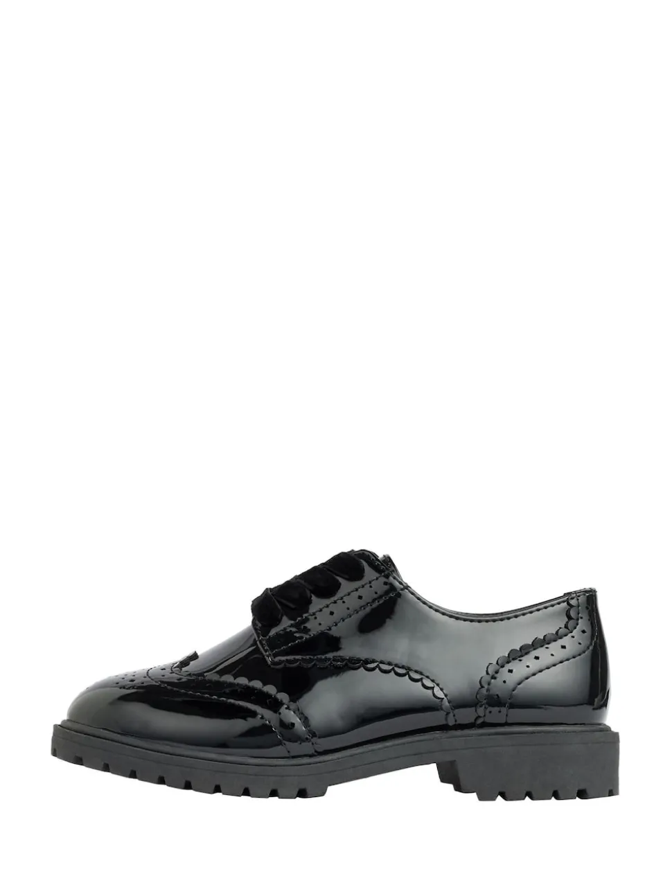 Lipsy Black Wide Fit (G) Chunky Lace Up Brogue School Shoes