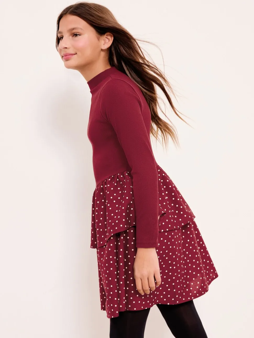 Lipsy Berry Pink 2-In-1 Polka Dot Tiered Dress (5-16yrs)