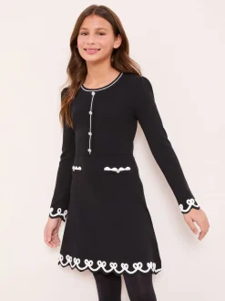 Lipsy Black Bow Tipped Knit Dress (5-16yrs)