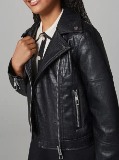 Lipsy Black Croc PU Biker Jacket (5-16yrs)