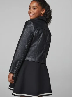Lipsy Black Croc PU Biker Jacket (5-16yrs)