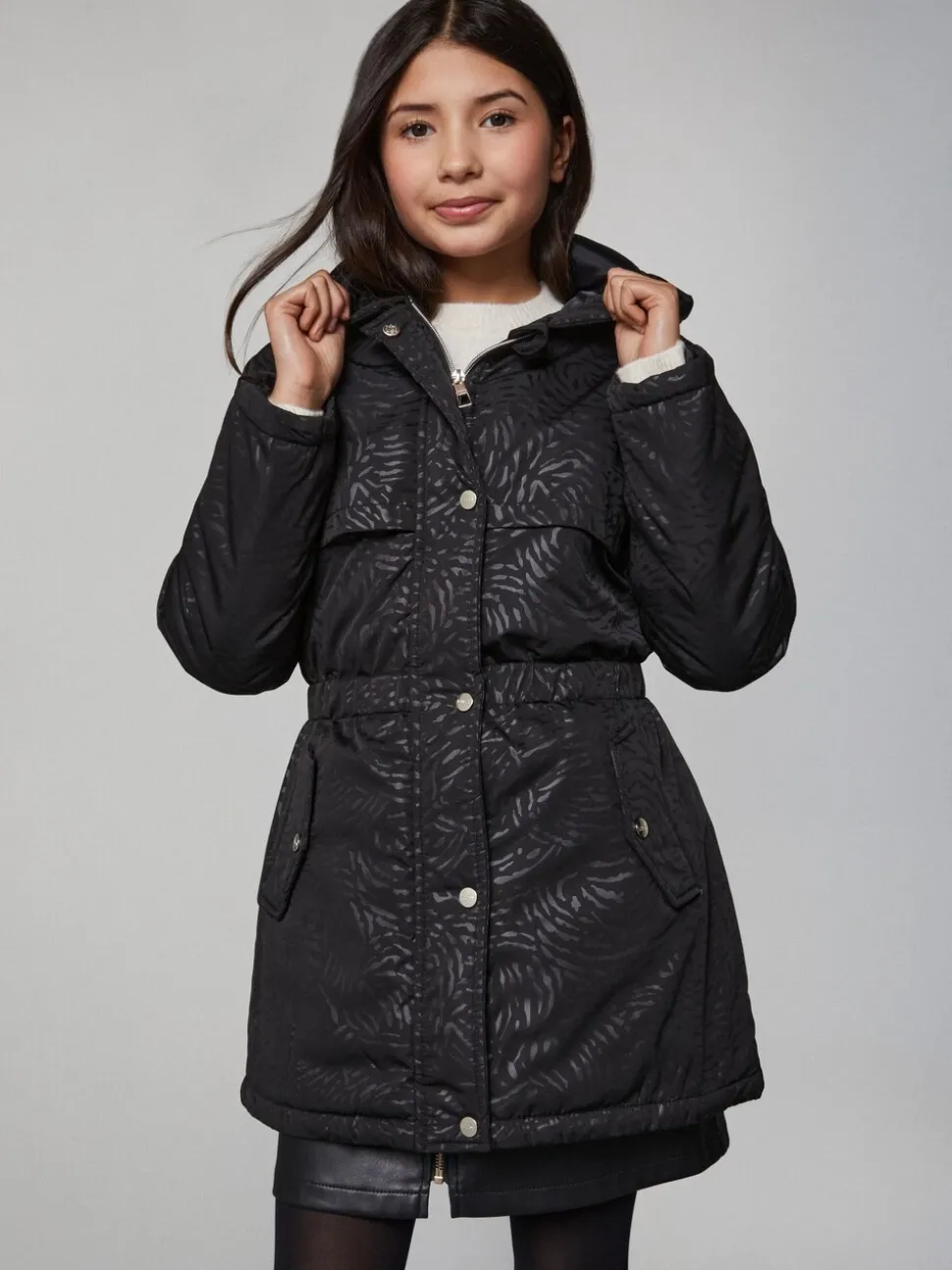 Lipsy Black Lightweight Padded Zebra Cagoule (4-16yrs)