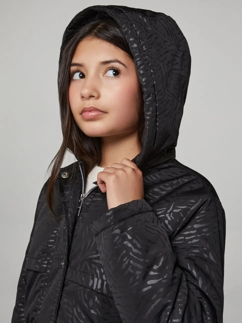 Lipsy Black Lightweight Padded Zebra Cagoule (4-16yrs)