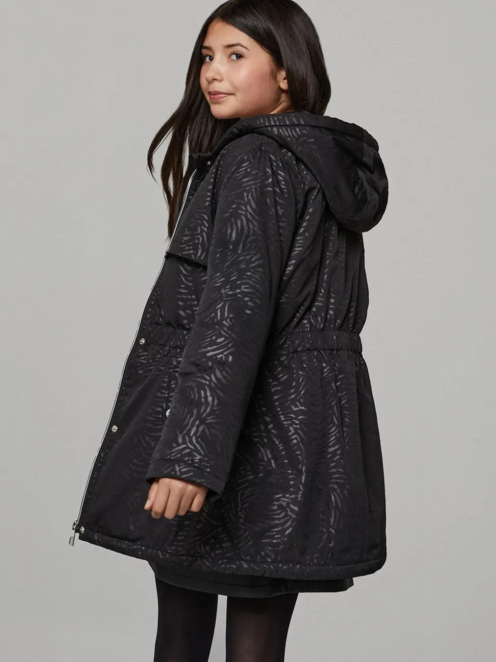 Lipsy Black Lightweight Padded Zebra Cagoule (4-16yrs)
