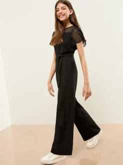 Lipsy Black Mesh Yoke Jumpsuit (5-16yrs)