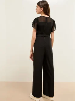 Lipsy Black Mesh Yoke Jumpsuit (5-16yrs)