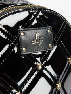 Lipsy Black Patent Quilted School Backpack