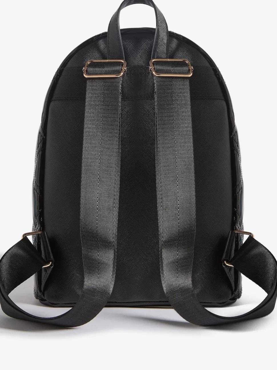 Lipsy Black Patent Quilted School Backpack