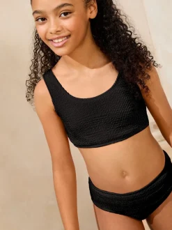 Lipsy Black Scoop Neck Textured Bikini (5-16yrs)