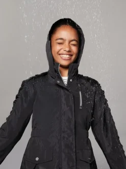 Lipsy Black Shower Resistant Lightweight Ruched Raincoat (5-14yrs)