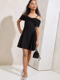 Lipsy Black Teen Bow Bardot Dress (10-16yrs)