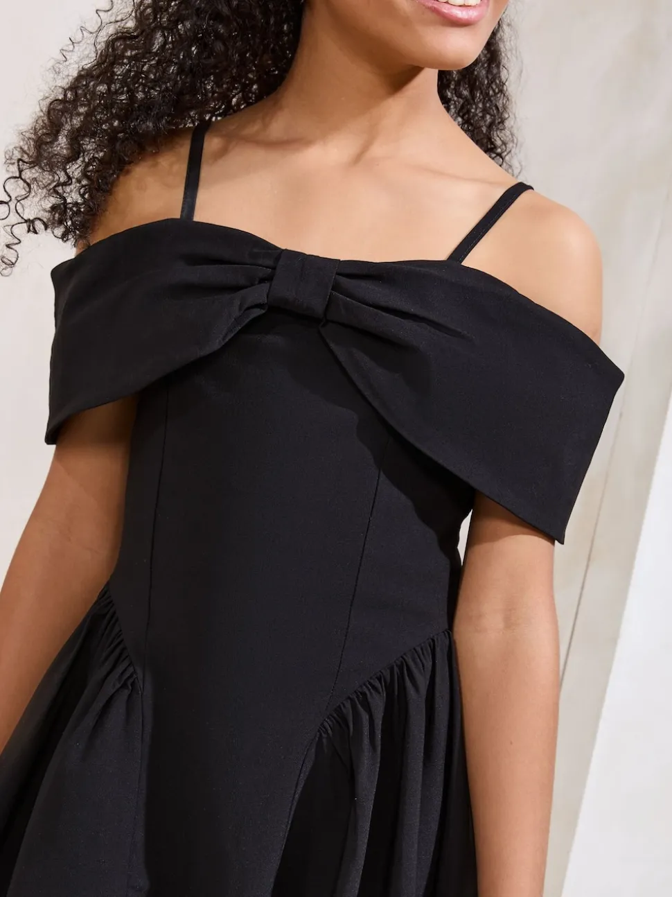 Lipsy Black Teen Bow Bardot Dress (10-16yrs)