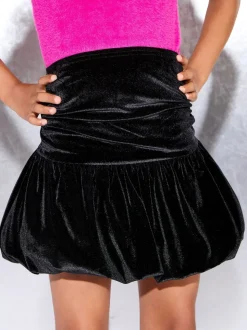Lipsy Black Velvet Bubble Hem Skirt (5-16yrs)