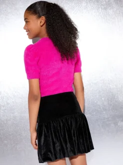 Lipsy Black Velvet Bubble Hem Skirt (5-16yrs)