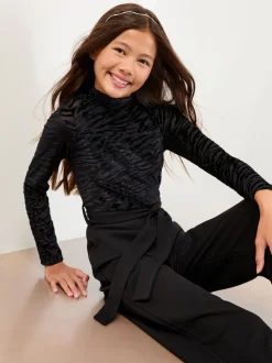 Lipsy Black Zebra Devore Jumpsuit (5-16yrs)