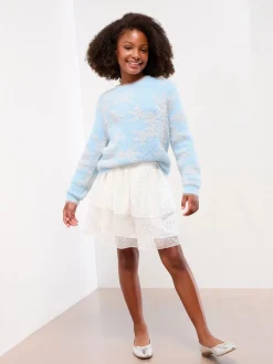 Lipsy Blue Christmas Crew Neck Snowflake Family Knitted Jumper (5-16yrs)