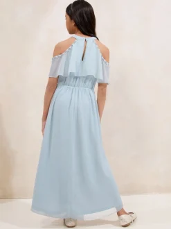Lipsy Blue Cold Shoulder Embellished Occasion Dress (7-16yrs)