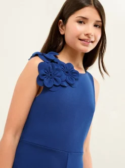 Lipsy Blue 3D Scuba Corsage Jumpsuit (5-16yrs)