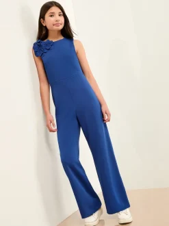 Lipsy Blue 3D Scuba Corsage Jumpsuit (5-16yrs)