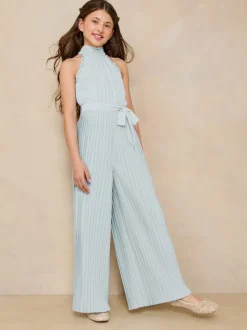 Lipsy Blue Halter Embellished Occasion Jumpsuit (5-16yrs)
