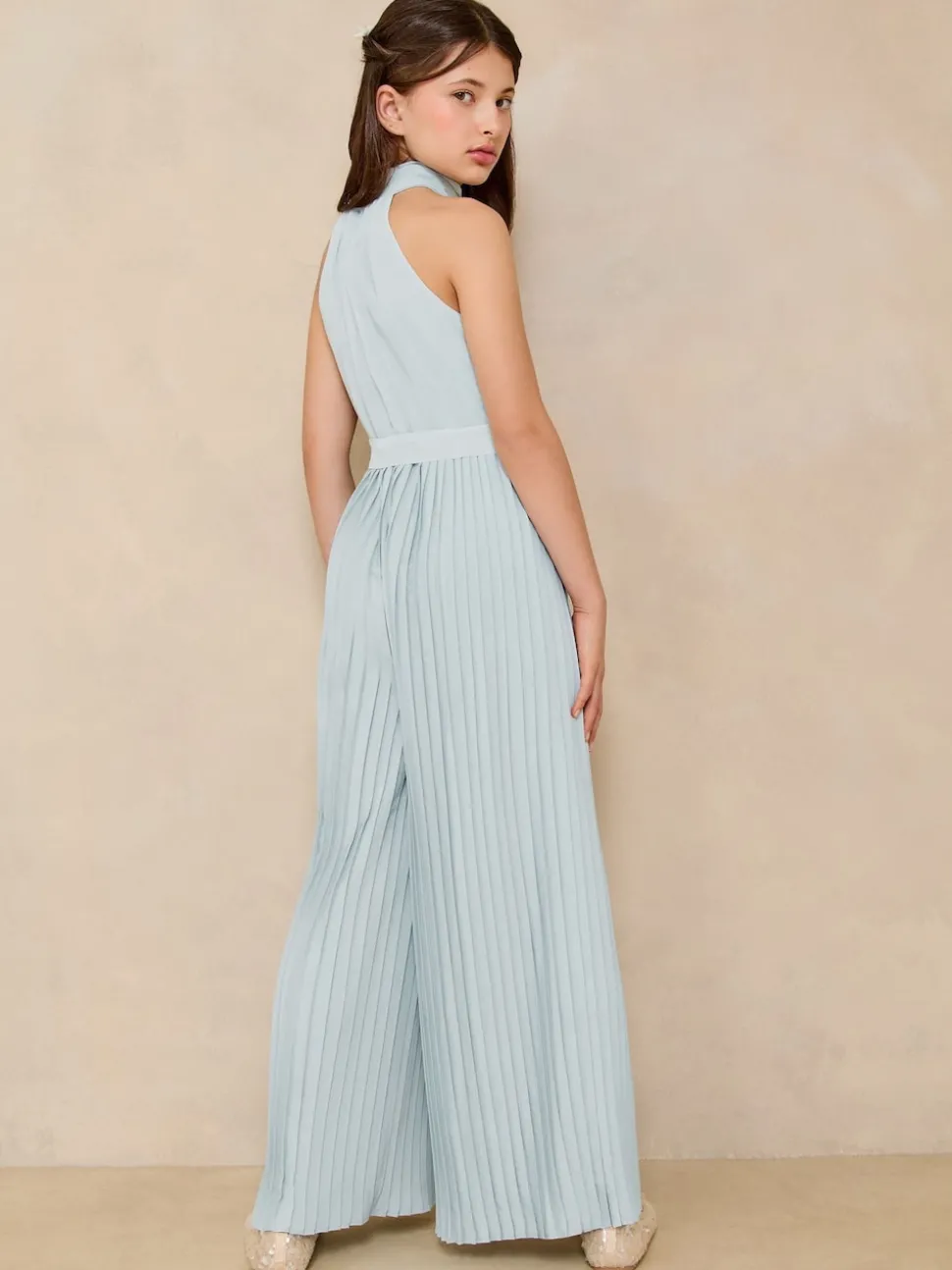 Lipsy Blue Halter Embellished Occasion Jumpsuit (5-16yrs)