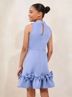 Lipsy Blue Scuba Bow Halter Dress (5-16yrs)