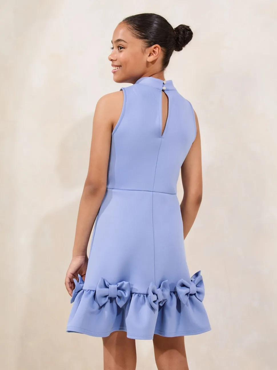 Lipsy Blue Scuba Bow Halter Dress (5-16yrs)