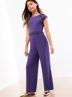 Lipsy Cobalt Blue Scuba 3D Lace Occasion Jumpsuit (5-16yrs)