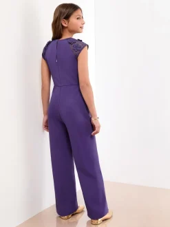 Lipsy Cobalt Blue Scuba 3D Lace Occasion Jumpsuit (5-16yrs)