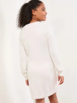 Lipsy Cream White Bow Knit Dress (5-16yrs)