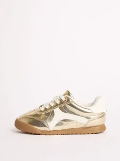 Lipsy Gold Slim Runner Sports Trainers