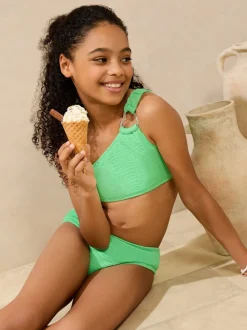 Lipsy Green One Shoulder Textured Bikini (5-16yrs)