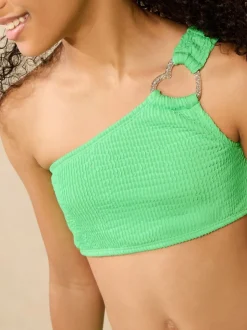 Lipsy Green One Shoulder Textured Bikini (5-16yrs)