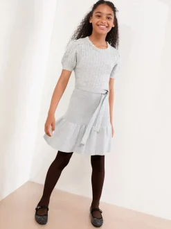 Lipsy Grey Embellished Short Sleeve Knit Dress (5-16yrs)