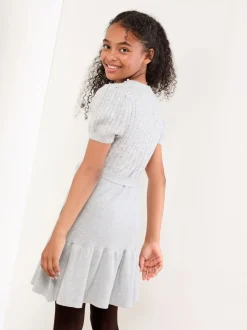 Lipsy Grey Embellished Short Sleeve Knit Dress (5-16yrs)