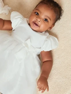 Lipsy Ivory Baby Puff Sleeve Occasion Dress (0mths-5yrs)